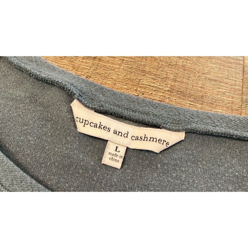 Cupcakes And Cashmere Dolman 1/2 Sleeve Top Dusty Blue Size L Comfy Cozy - Picture 2 of 7